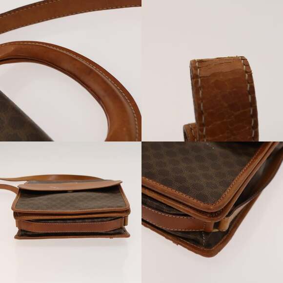 CELINE Macadam Canvas Shoulder Bag Pvc Leather Brown Gold - Picture 10 of 13